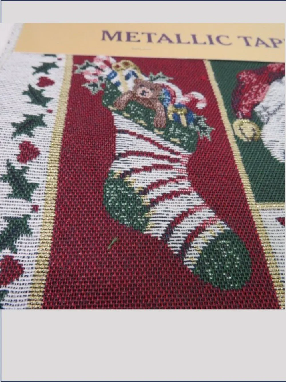 Vintage Night Before Christmas Metallic Tapestry Panels 12x12 Pair 2 Cottagecore